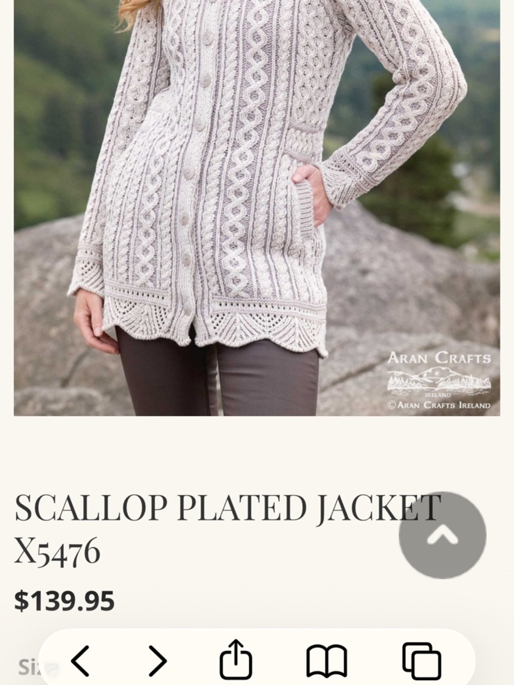 Aran Crafts 100% Merino Wool Hand-Knit Cream Cable Long Cardigan Sweater - Picture 8 of 8